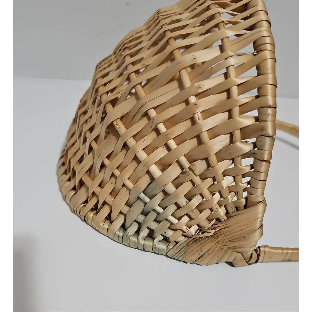 Vintage Woven Hanging Wall Basket Plant Pocket Cottagecore Country Farmhouse